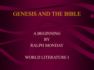 GENESIS AND THE BIBLE