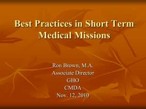 How to run a short term Medical - Global Missions Health Conference