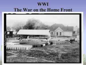 The War on the Home Front World War I Due Friday Oct 28th