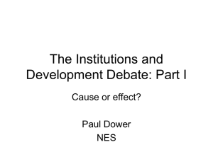 The Institutions and Growth Debate: Part I