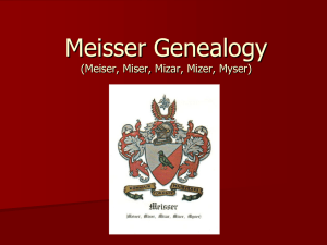 Miesser Genealogy (Meiser, Miser, Mizar, Mizer