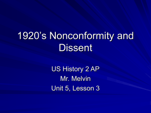 1920`s Nonconformity and Dissent