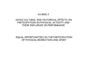 Equal opps in part of phys rec and sport