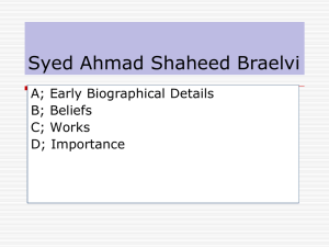 Syed Ahmad Shaheed Braelvi pakistan studies grade