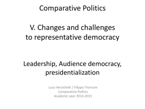 Comparative Politics V. Changes and challenges to representative