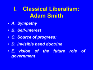 I. Classical Liberalism: Adam Smith