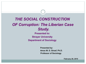 Dr. Sirleaf Social Construction Corruption