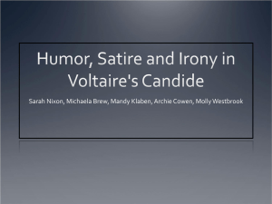 Humor, Satire and Irony in Voltaire`s Candide