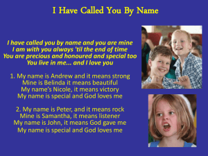 I Have Called You By Name