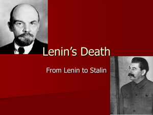 Lenin`s Death - Kingussie High School Social Subjects