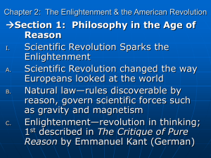 Chapter 2: The Enlightenment & the American Revolution