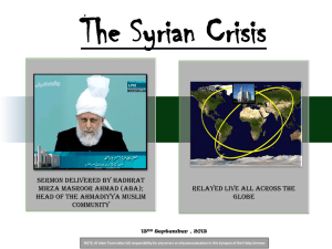 The Syrian Crisis - Ahmadiyya Muslim Community