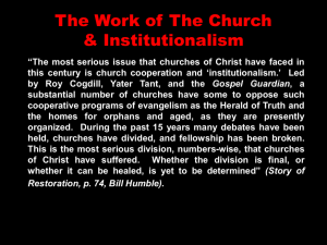 The Work of The Church & Institutionalism