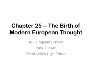 Chapter 25 -- The Birth of Modern European Thought