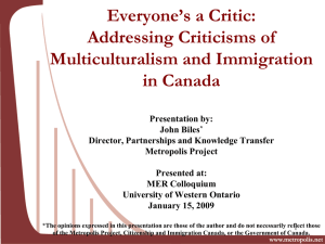 Migration and Ethnic Relations - University of Western Ontario