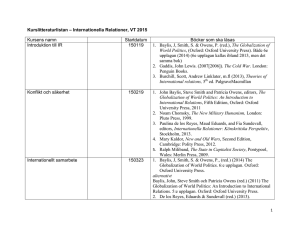 Kurslitteratur Internationella relationer I, VT2015