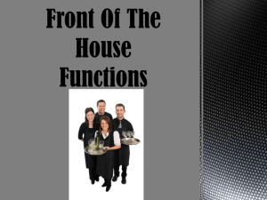Chapter 3 : Front Of The House Functions