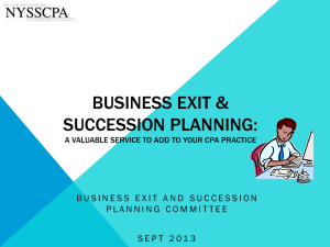 SEPT 2013 Business Exit & Succession Planning