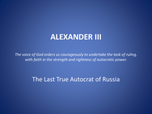 ALEXANDER III: Counter Reforms - Zemstvos