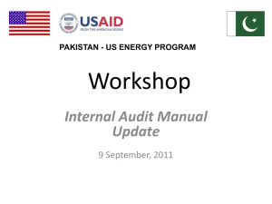 Internal Audit Workshop - USAID`s Power Distribution Program