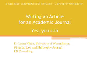 Writing an Article for an Academic Journal: Yes, you can" by Dr