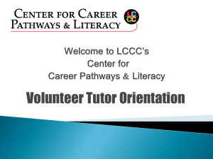 Orientation LCCC - Tutors of Literacy in the Commonwealth