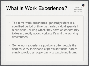 Why do Work Experience Presentation