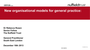 New organisational models for General Practice