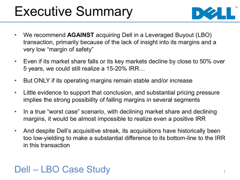 dell lbo case study mergers and inquisitions