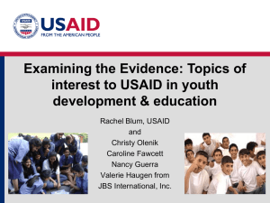 Examining the EvidenceTopics of Interest to USAID in Youth
