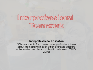 Interprofessional Teamwork: Developing a Common Curricular