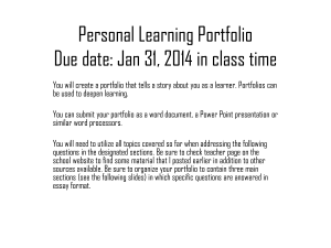 Personal Learning Portfolio