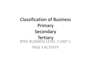 Classification of Business Primary Secondary