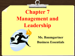Chapter 7 Manager as Leader
