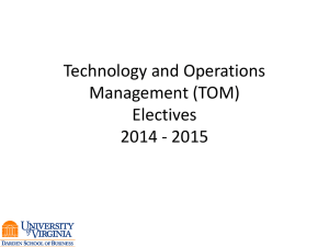 Technology and Operations Management Electives 2012