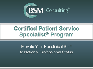 Certified Patient Service Specialist  Program Mission