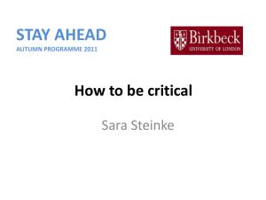 How to be Critical presentation