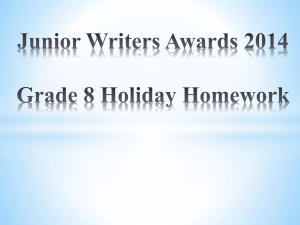 Junior Writers Awards 2014 Grade 7 Holiday
