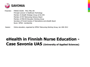 eHealth in Finnish Nurse Education - Case Savonia UAS