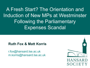 A Fresh Start? The Induction of New MPs at Westminster Following