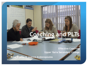 Coaching and PLT`s