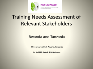 Training Needs Assessment of Relevant Stakeholders
