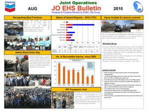 JO EHS Bulletin AUG 2010 No. of Recordable Injuries since 2003