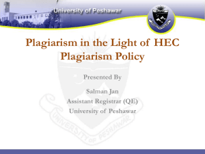 HEC Plagiarism Policy - University of Peshawar