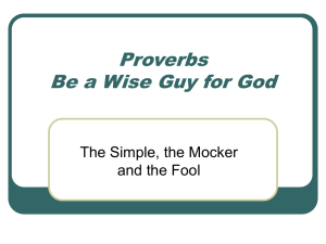 Proverbs - Be a Wise Guy for God