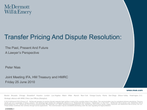 Transfer Pricing And Dispute Resolution: - IFA-UK