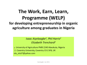 (WELP) for developing entrepreneurship in organic agriculture
