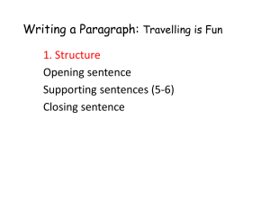Writing a Paragraph: Travelling is Fun