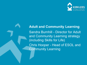 Adult Skills Budget - Community Learning in Kirklees