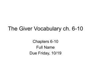 The Giver Vocabulary ch 6-11